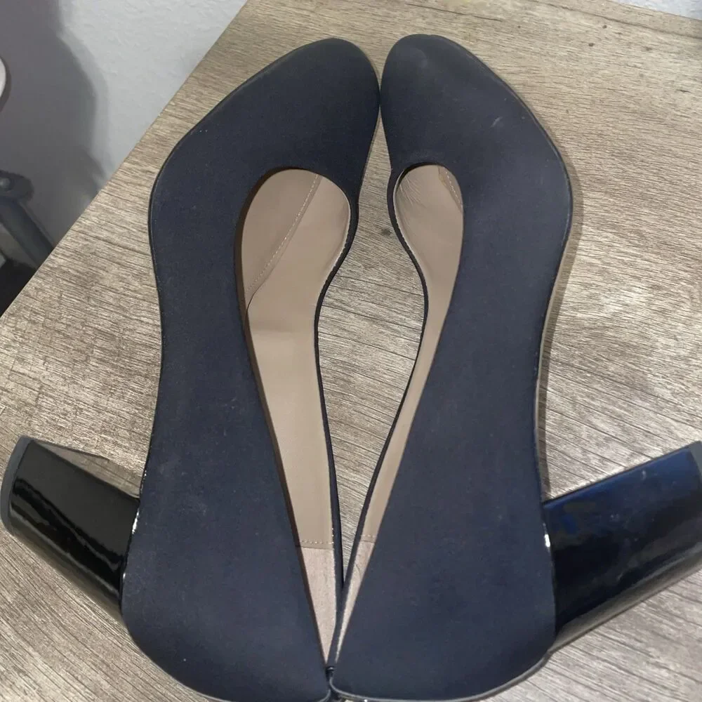 Donald Pliner Parris Round Toe Pumps Heels Womens Black  Block Heel Sz 9M
